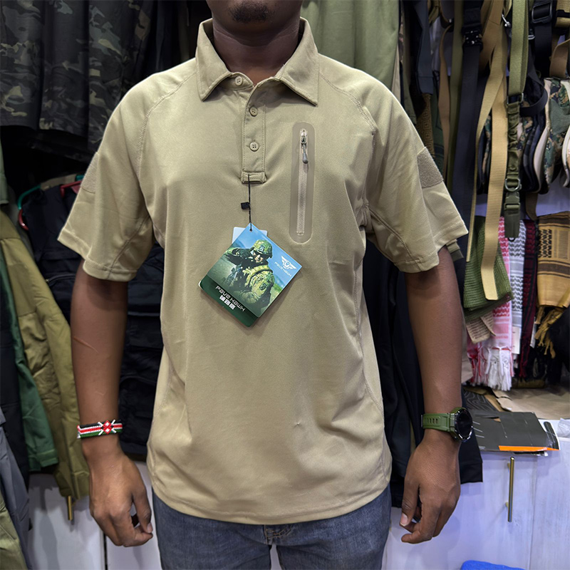 Khaki-Pave-Hawk-Polo-Shirt