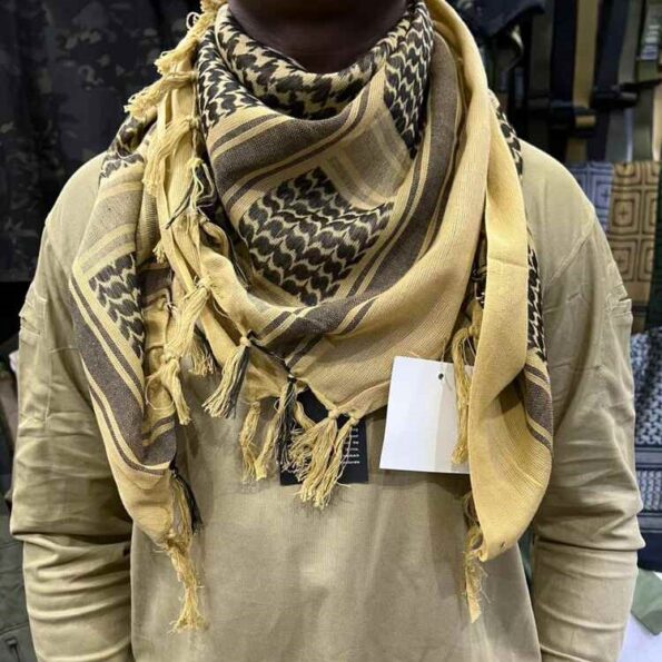 Tactical Desert Scarf Headshawl with Tassel for Men Women Bandana Scarf Mask - Brown