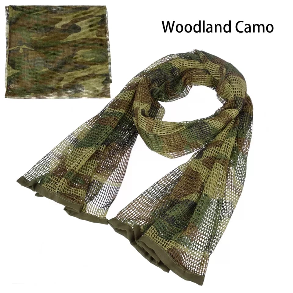 Tactical Scarf Camouflage Mesh Neck Scarf KeffIyeh Face Scarf Veil Shemagh Head Wrap for Outdoor Camping- woodland camo Tactical Scarf Camouflage Mesh Neck Scarf KeffIyeh Face Scarf Veil Shemagh Head Wrap for Outdoor Camping- woodland camo