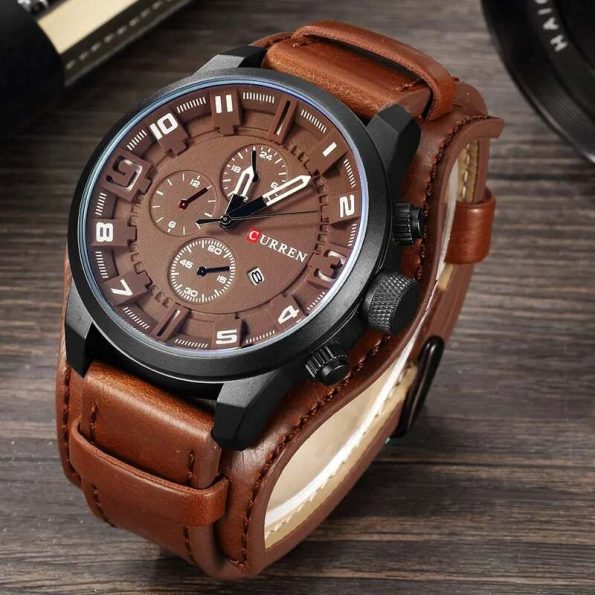 CURREN 8225 Top Brand Leather Strap Quartz Business Men Watch