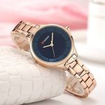 CURREN 9015 Ladies Luxury Wristwatch Rose Gold Stainless Steel Watch