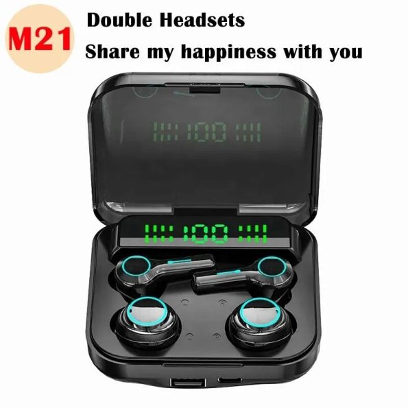 M21 TWS Bluetooth Wireless Headphone Couple 9D Stereo Waterproof Four Earbuds