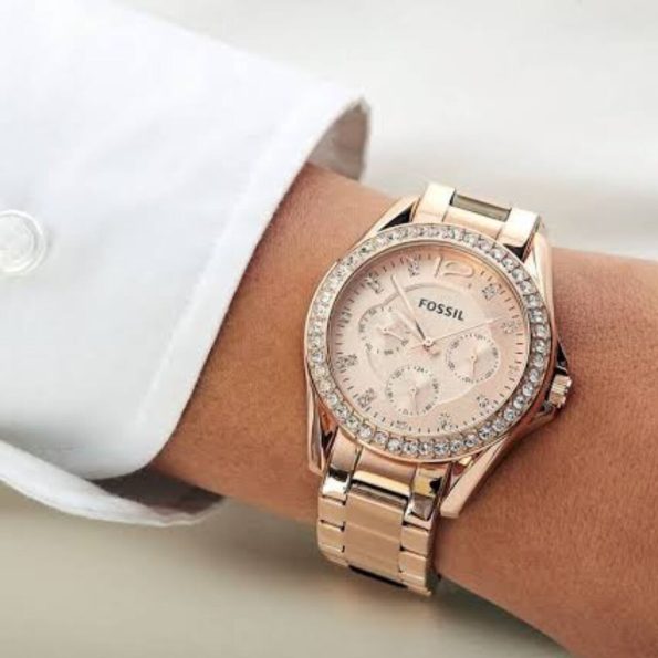 Fossil ES2811 Riley Multifunction Rose-Tone Stainless Steel Watch