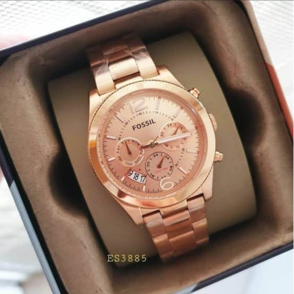 Fossil ES3885 Perfect Boyfriend Multifunction Rose Dial Ladies Watch