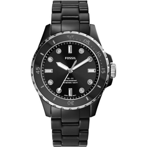 Fossil CE1108 FB-01 Three-Hand Black Ceramic Watch