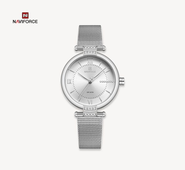 Naviforce Women's Watch NF5019 Silver Strap Top Brand Fashion Stainless Steel