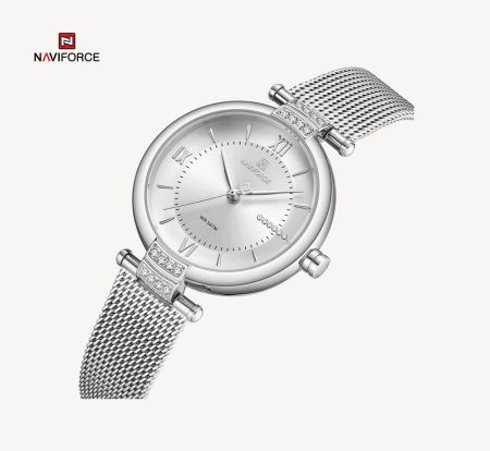 Naviforce Women's Watch NF5019 Silver Strap Top Brand Fashion Stainless Steel