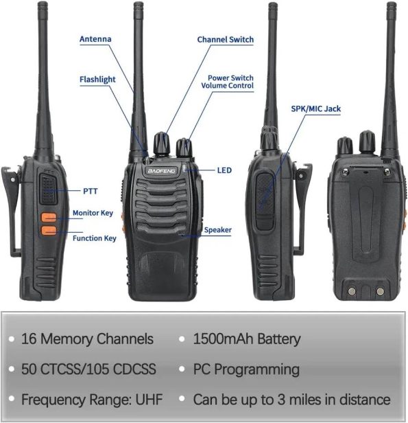 2 Pcs Baofeng BF888S Walkie Talkie Original 5W BF-888S 3 - 5KM UHF 400-470MHZ Transceiver Portable Two Way Radio