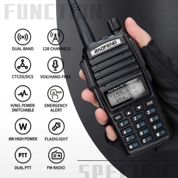 1 Pcs Baofeng UV-82 Dual PTT 8W Portable Radio Walkie Talkie