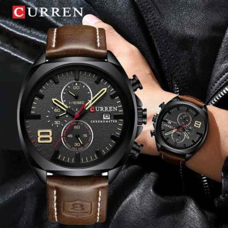 CURREN 8324 Quartz Waterproof Chronograph Leather Men’s Watch