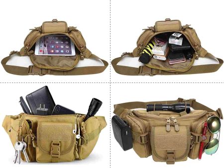 Outdoor Tactical Waist Bag Waterproof Pouch Brown