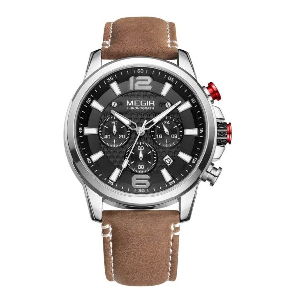 MEGIR 2156 Men Luxury Brand Fashion Quartz Leather Chronograph Wristwatch