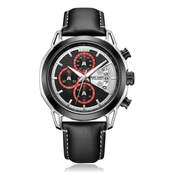 MEGIR 2071 Men Watch Top Luxury Brand Chronograph Leather Wristwatch