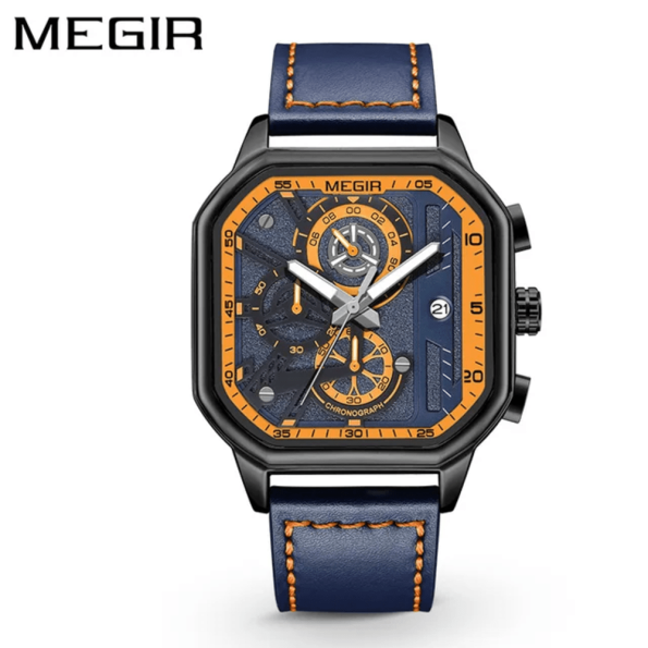 MEGIR 8106 Men Chronograph Top Brand Luxury Genuine Leather Wristwatch