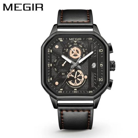 MEGIR 8106 Men Chronograph Top Brand Luxury Genuine Leather Wristwatch