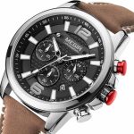 MEGIR 2156 Men Luxury Brand Fashion Quartz Leather Chronograph Wristwatch