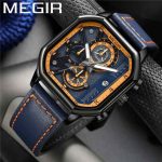 MEGIR 8106 Men Chronograph Top Brand Luxury Genuine Leather Wristwatch