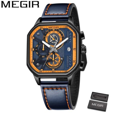 MEGIR 8106 Men Chronograph Top Brand Luxury Genuine Leather Wristwatch