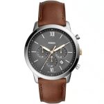 Fossil FS5408 Men's Quartz Watch, Analog Display and Leather Strap