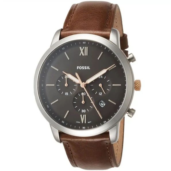 Fossil FS5408 Men's Quartz Watch, Analog Display and Leather Strap