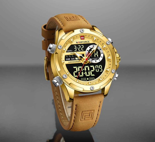 NAVIFORCE NF9208 Luxury Fashion LCD Display Waterproof Wristwatch