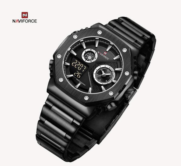 NAVIFORCE NF9216S Dual Time Display LCD Quartz Watch Luminous Water Resistant Wristwatch