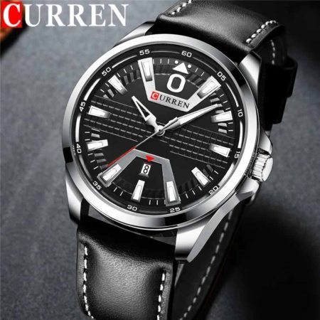 CURREN Men's Top Brand Luxury Black Silver Waterproof Wristwatch 8379