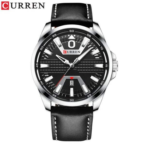 CURREN Men's Top Brand Luxury Black Silver Waterproof Wristwatch 8379