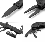 Pocket Folding Outdoor Multi Tool with Pliers Screwdrivers Bottle Open