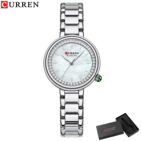 CURREN Top Brand Luxury Silver Lady Stainless Steel Bracelet Watch 9089