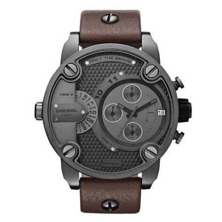 Diesel Men’s DZ7258 Little Daddy Gunmetal Brown Leather Watch