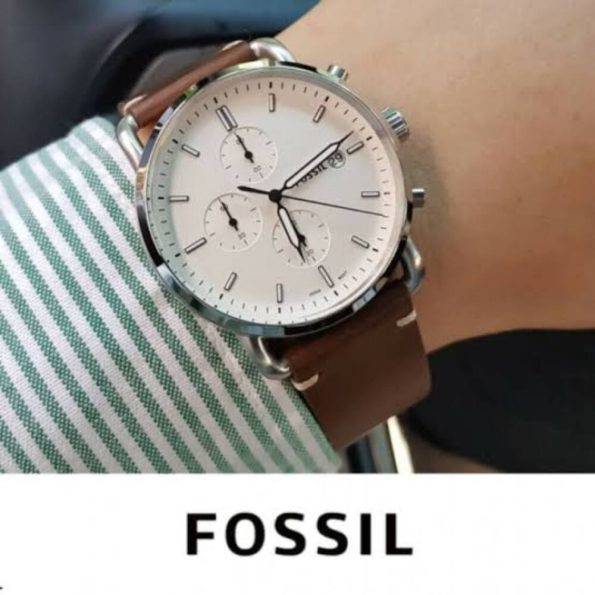 Fossil mens watch FS5402 Commuter Quartz Leather Chronograph