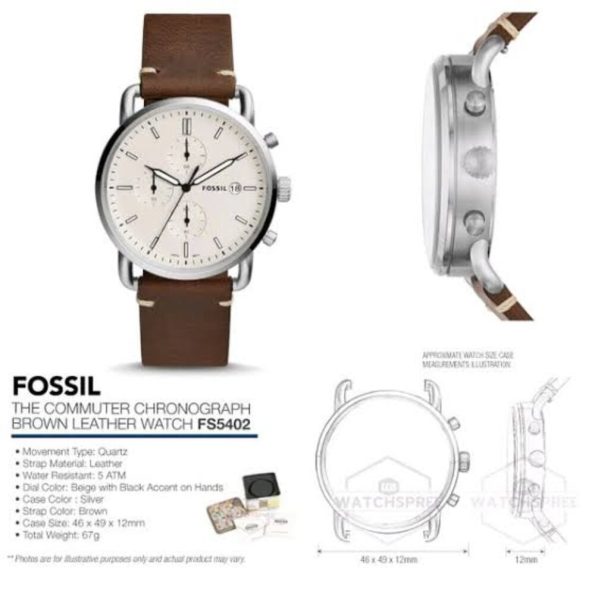 Fossil mens watch FS5402 Commuter Quartz Leather Chronograph