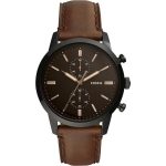 Fossil Mens Watch FS5437 Townsman Chronograph Black Round Leather Watch