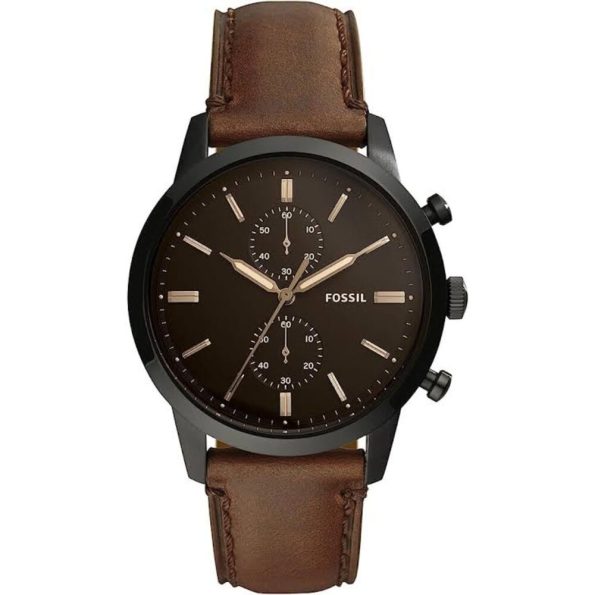 Fossil Mens Watch FS5437 Townsman Chronograph Black Round Leather Watch