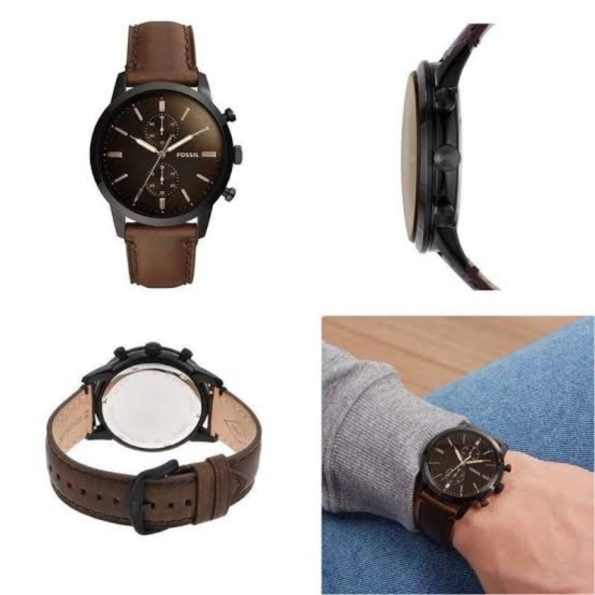 Fossil Mens Watch FS5437 Townsman Chronograph Black Round Leather Watch