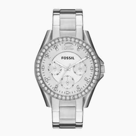 Fossil Riley Women’s Watch FS3202 with Crystal Accents and Stainless Steel Bracelet Band