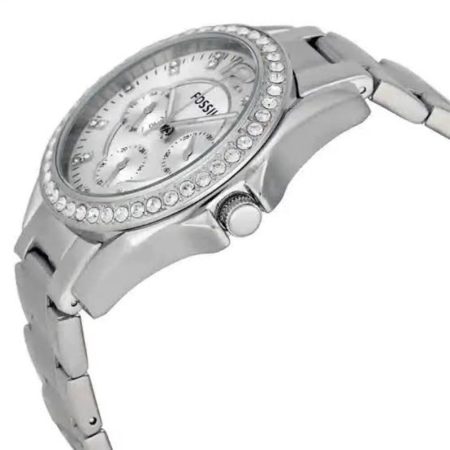 Fossil Riley Women’s Watch FS3202 with Crystal Accents and Stainless Steel Bracelet Band