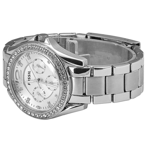 Fossil Riley Women’s Watch FS3202 with Crystal Accents and Stainless Steel Bracelet Band