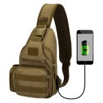 Tactical Chest Sling Bag Shoulder One Strap Backpack - Brown