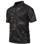 Tactical T-shirt Outdoor Breathable Short Sleeve Chest Pocket T Shirt - Black Camo