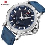 Naviforce Mens Watch NF9122 Quartz Blue Leather Strap