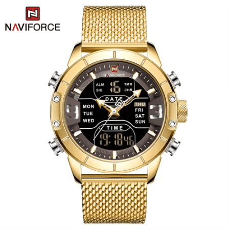 Naviforce Mens Watch NF9153S Digital Sports Stainless Steel