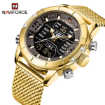 Naviforce Mens Watch NF9153S Digital Sports Stainless Steel