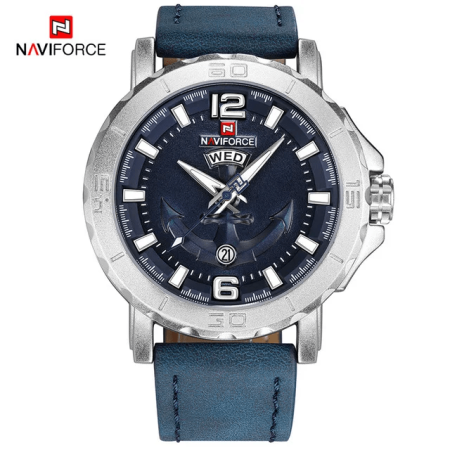 Naviforce Mens Watch NF9122 Quartz Blue Leather Strap