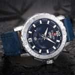 Naviforce Mens Watch NF9122 Quartz Blue Leather Strap