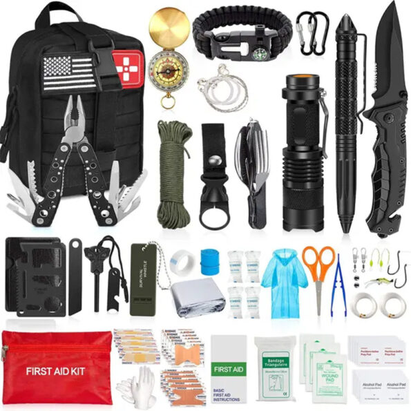 emergency survival kit kenya black molle pouch with first aid and sos tools
