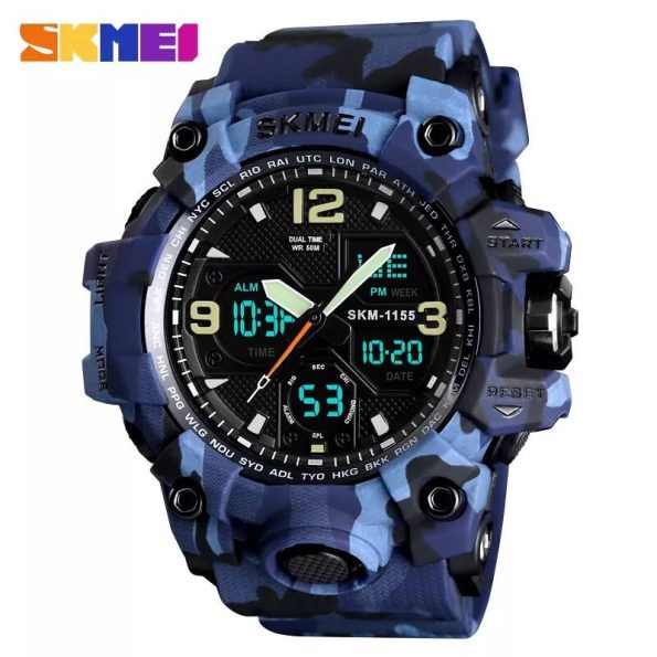 SKMEI Fashion Sports Waterproof Digital 2 Time Chronograph Watch 1155B