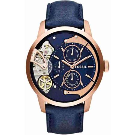 Fossil Mens Townsman Watch ME1138 Multifuntion Navy Leather