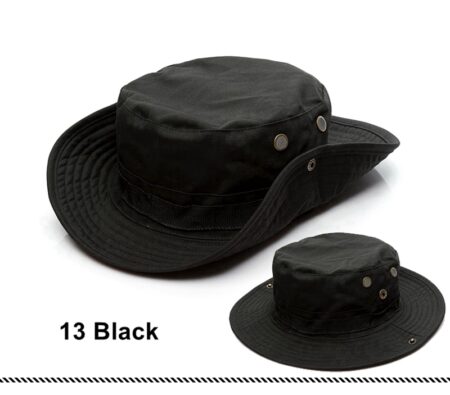 Tactical Boonie Bucket Cap Hat Outdoor Sports Sun Fishing Hiking Climbing Hats – Black